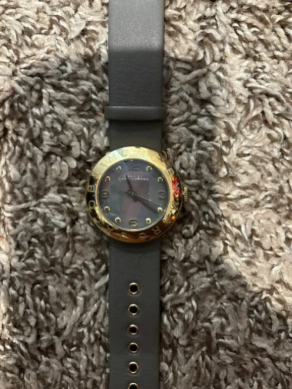 Marc by Marc Jacobs grey & gold leather Amy watch